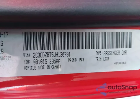 2018 Dodge Challenger R/T из США, поврежденный, VIN 2C3CDZBT5JH130791